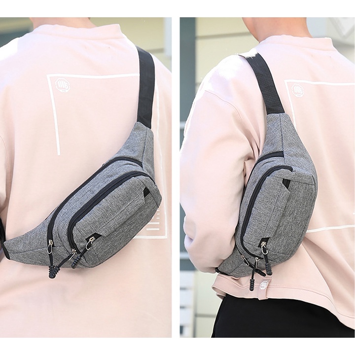 Túi đeo bụng nam, nữ vải oxford chống nước phong cách Hàn Quốc TUI-45