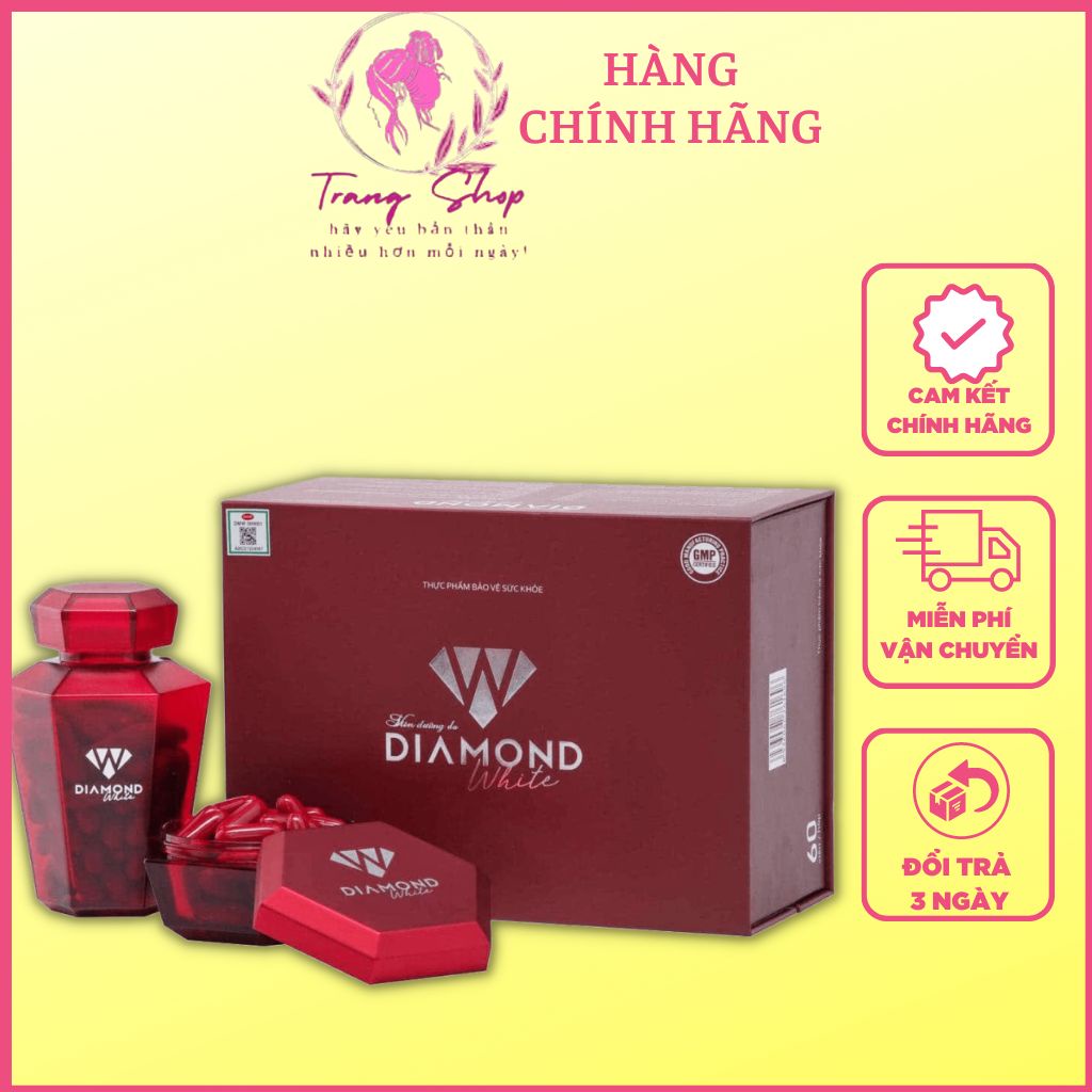 Viên Uống Trắng Da Diamond White, Siêu Dưỡng Chuyên Sâu, Trắng Gấp 3, Mờ Nám, Tàn Nhang, Nguyên Tem, Date