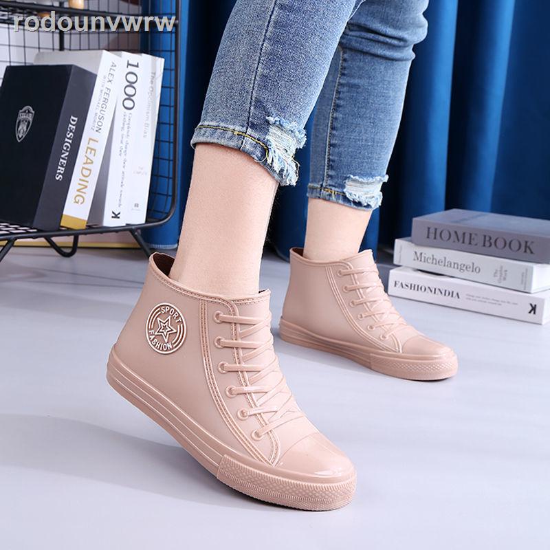 ✉✠❀Giày nước phụ nữ ủng đi mưa người lớn ống ngắn trong cao su chống thấm