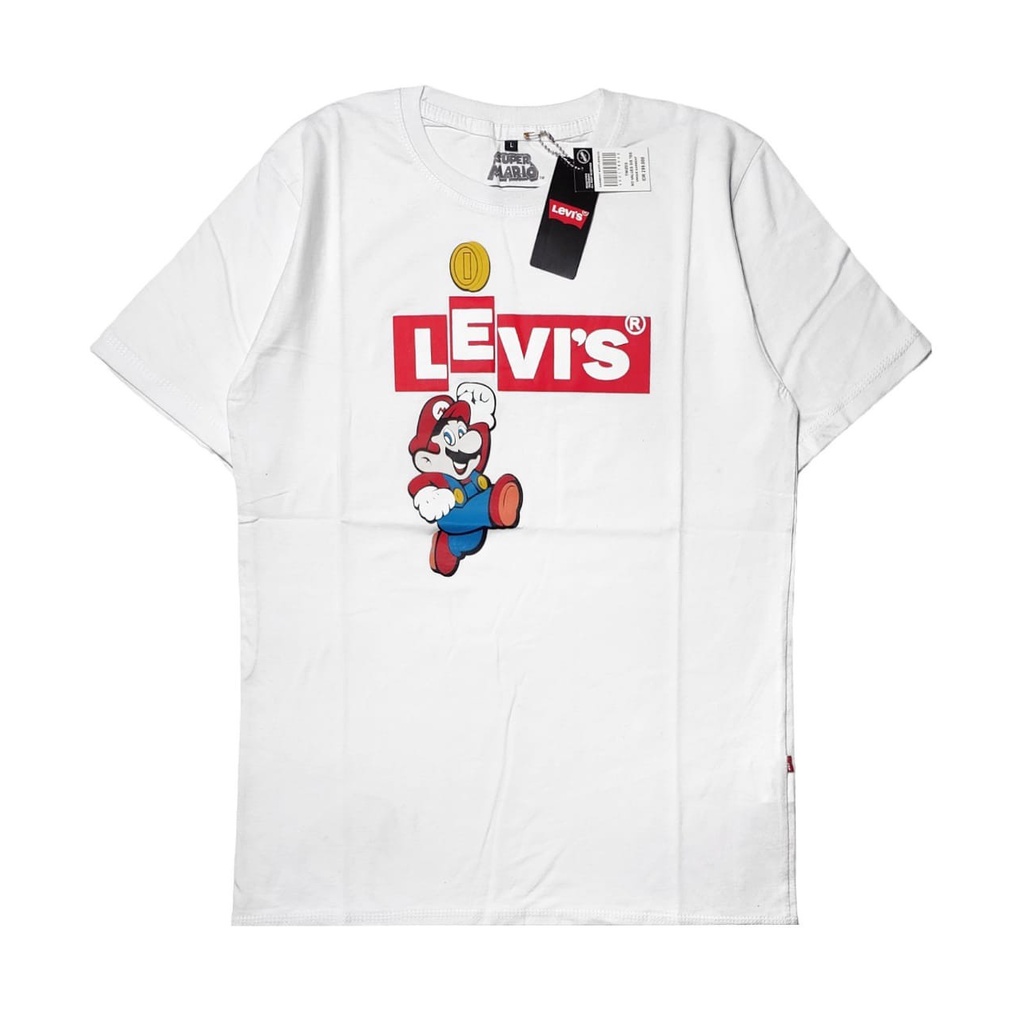 LEVI'S Áo Thun Distro | Áo Thun Nam | Áo Thun Nam Mặt Gương In Hình Mario Bros Cao Cấp Của Levi 'S Series