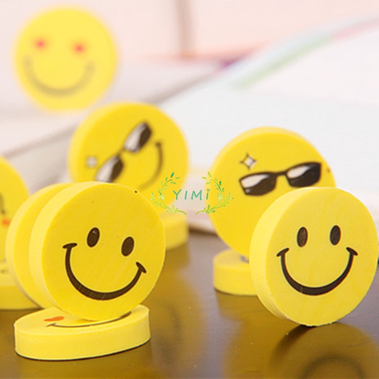 Cute smiley face Eraser Creative cartoon Anime Student circle❤Yimi❤