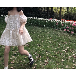 váy 2 dây hoa nổi dáng xòe