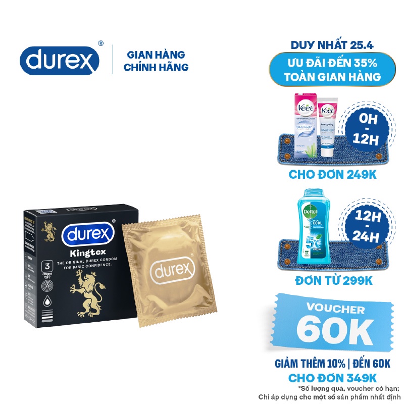 Bao cao su Durex Kingtex 3 bao