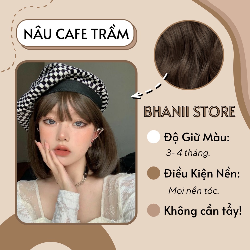 Thuốc nhuộm tóc Nâu Cafe KHÔNG TẨY bhanii store