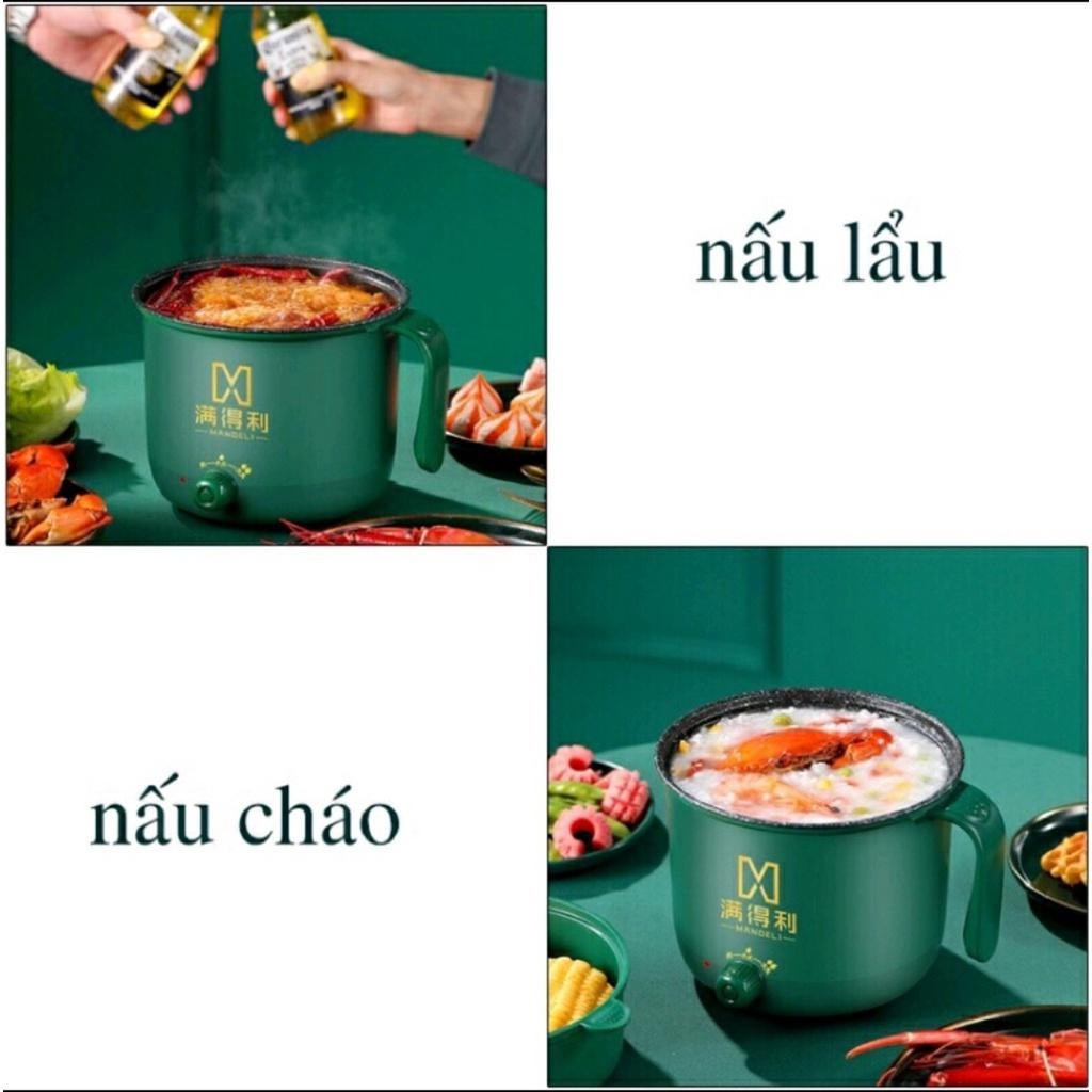 Nồi Lẩu Mini, Ca Nấu Mì Nấu Cơm Đa Năng Có Tay Cầm 1,8L Xanh