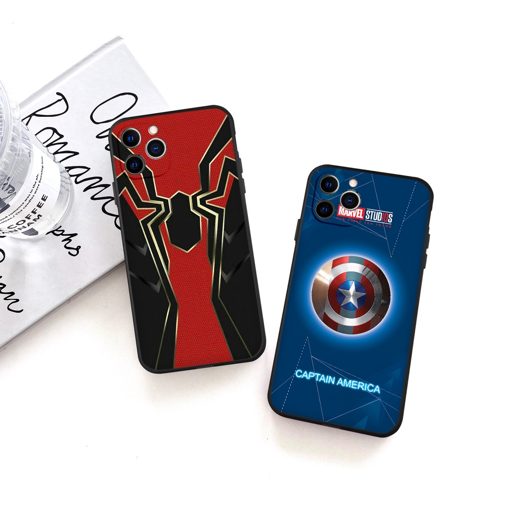 Ốp lưng iphone biểu tượng người nhện Captain ốp bảo vệ camera iphone 6 đến 13promax tr1207