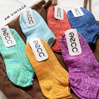 Tất Vớ Cổ Ngắn Gân Tăm Sợi Len Màu Basic