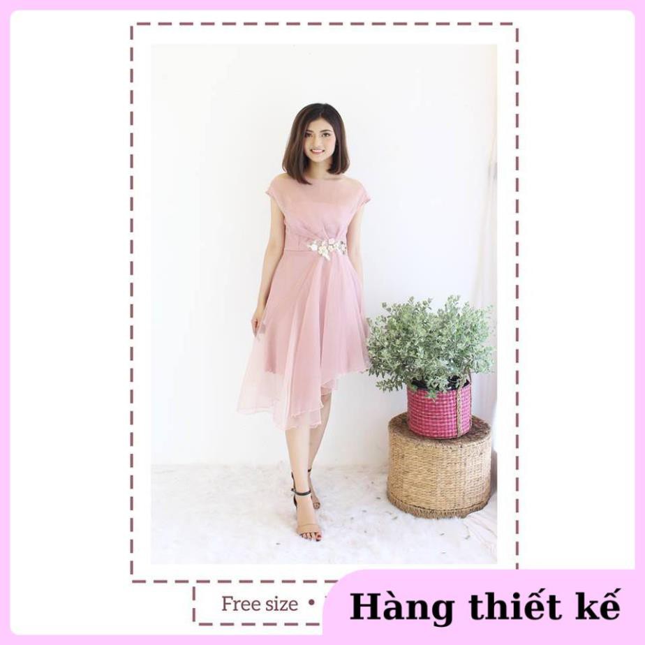 ( Hàng cao cấp ) Đầm Dự Tiệc Lưới Xốp Lệch Vai Form Xòe Nhẹ Cài Hoa Eo Có Sẵn Mút Ngực Cực Xinh | BigBuy360 - bigbuy360.vn