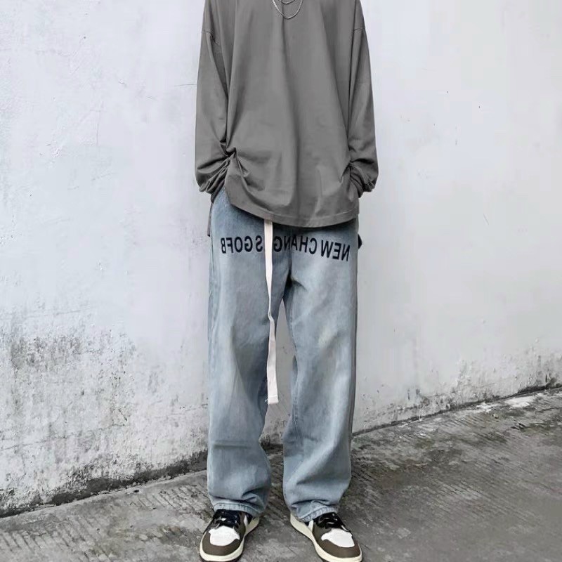 QUẦN BAGGY JEANS ỐNG RỘNG THÊU CHỮ FORM UNISEX (kèm hình chụp thật) | BigBuy360 - bigbuy360.vn