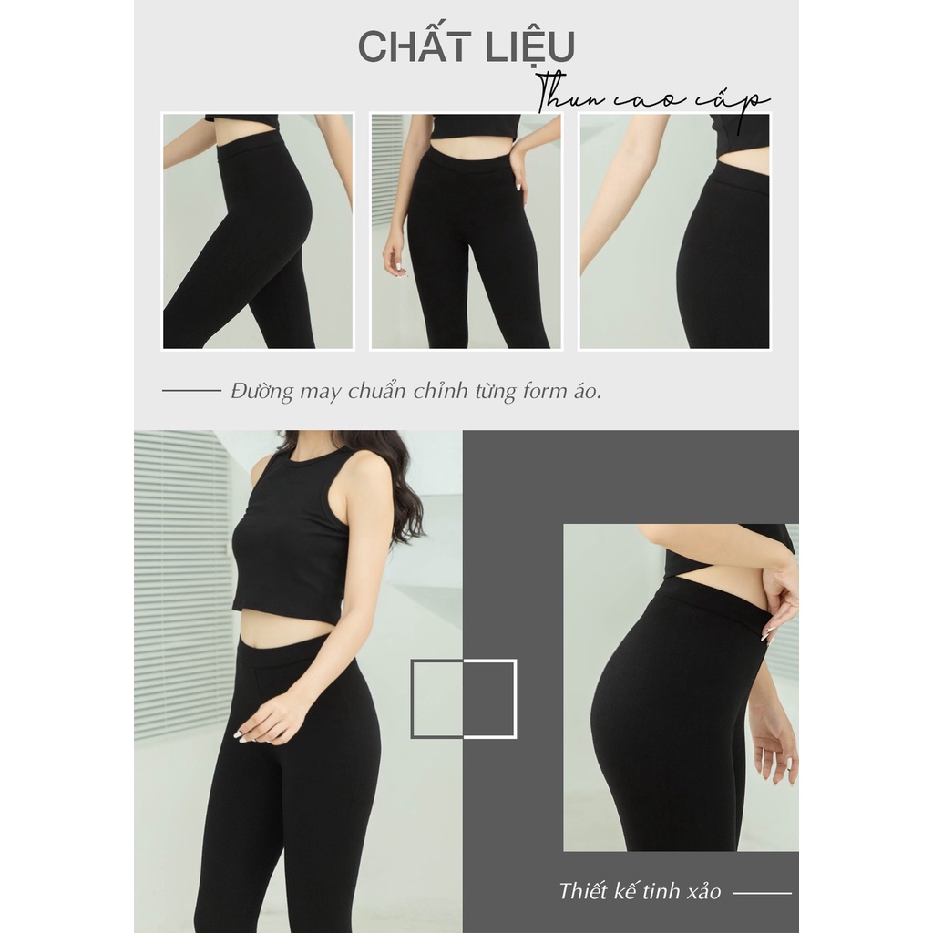 Quần legging nữ FMSTYLE dài lưng cạp cao giữ nhiệt gen bụng vải thun ôm bó dày dặn tập gym yoga cao cấp 209270027