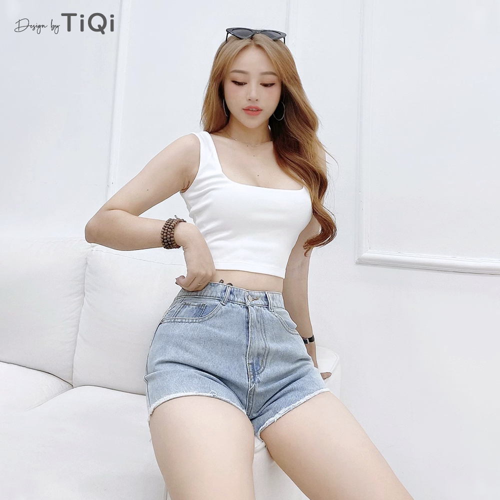 Quần short jean nữ lưng cao màu xanh TiQi Jeans S1-473 | BigBuy360 - bigbuy360.vn