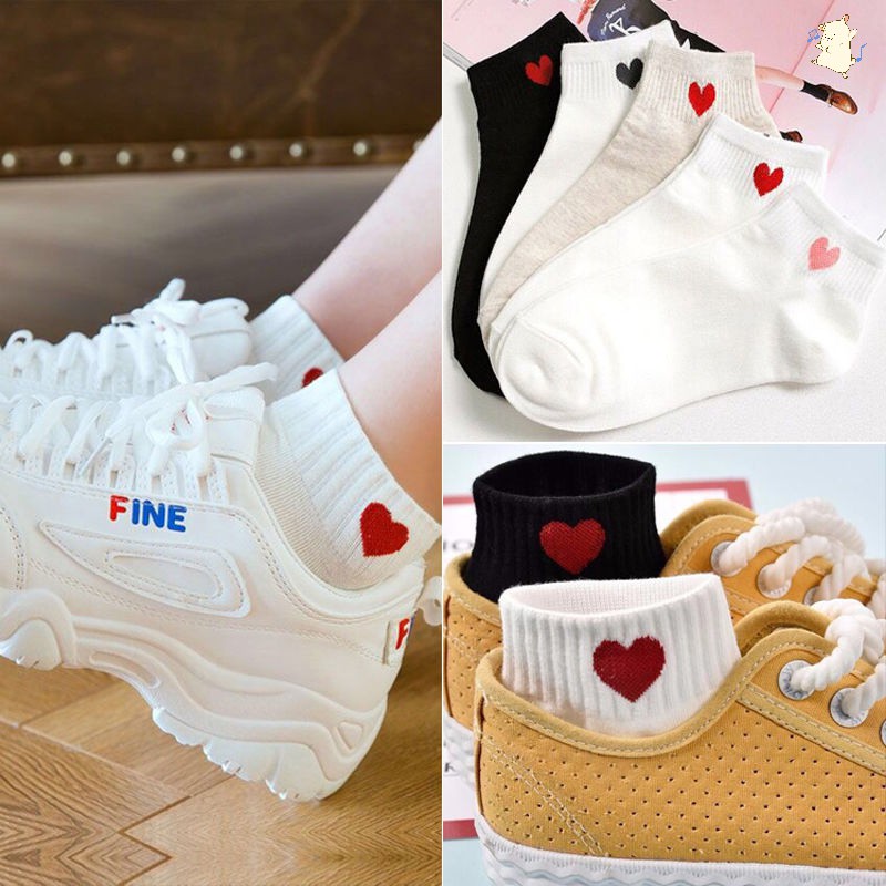 5 đôi tất cổ ngắn hình trái tim cực xinh