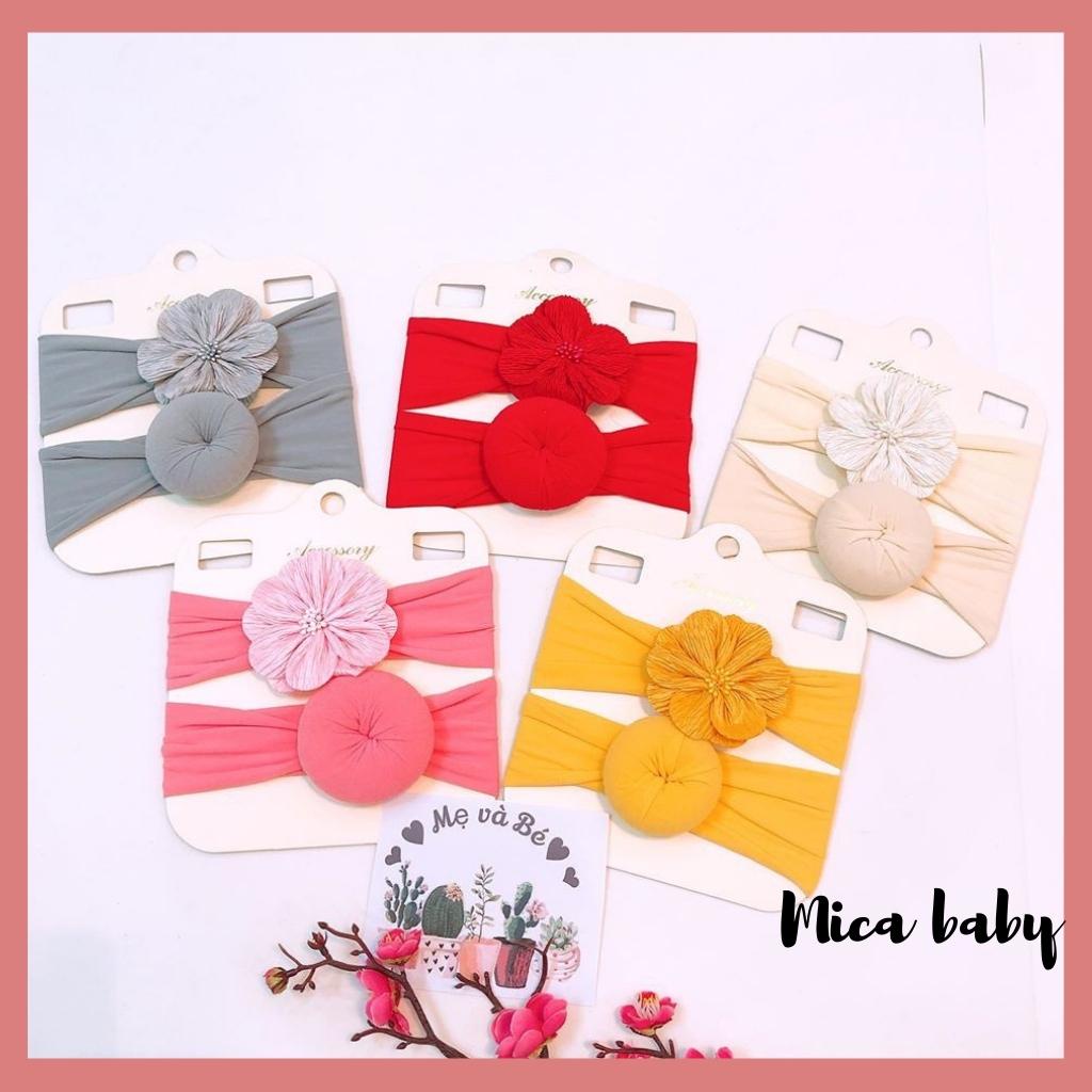 Set 2 băng đô bản to đáng yêu cho bé Mica baby loại hoa+ van BD60