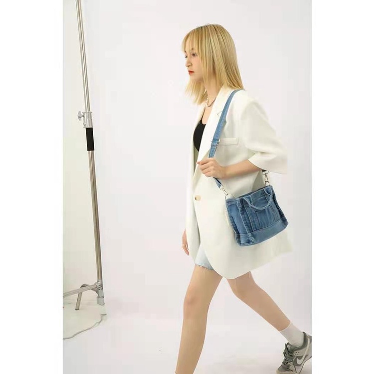 Túi Xách Đeo Vai Chất Liệu Denim Thời Trang Mùa Hè 2022 Phong Cách Hàn Quốc Cho Nữ