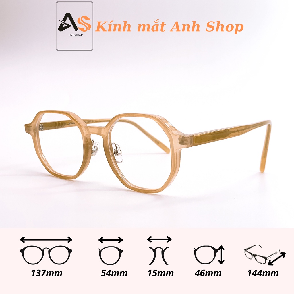 Gọng kính mắt đa giác chất liệu nhựa lõi kim loại chắc chắn 9035