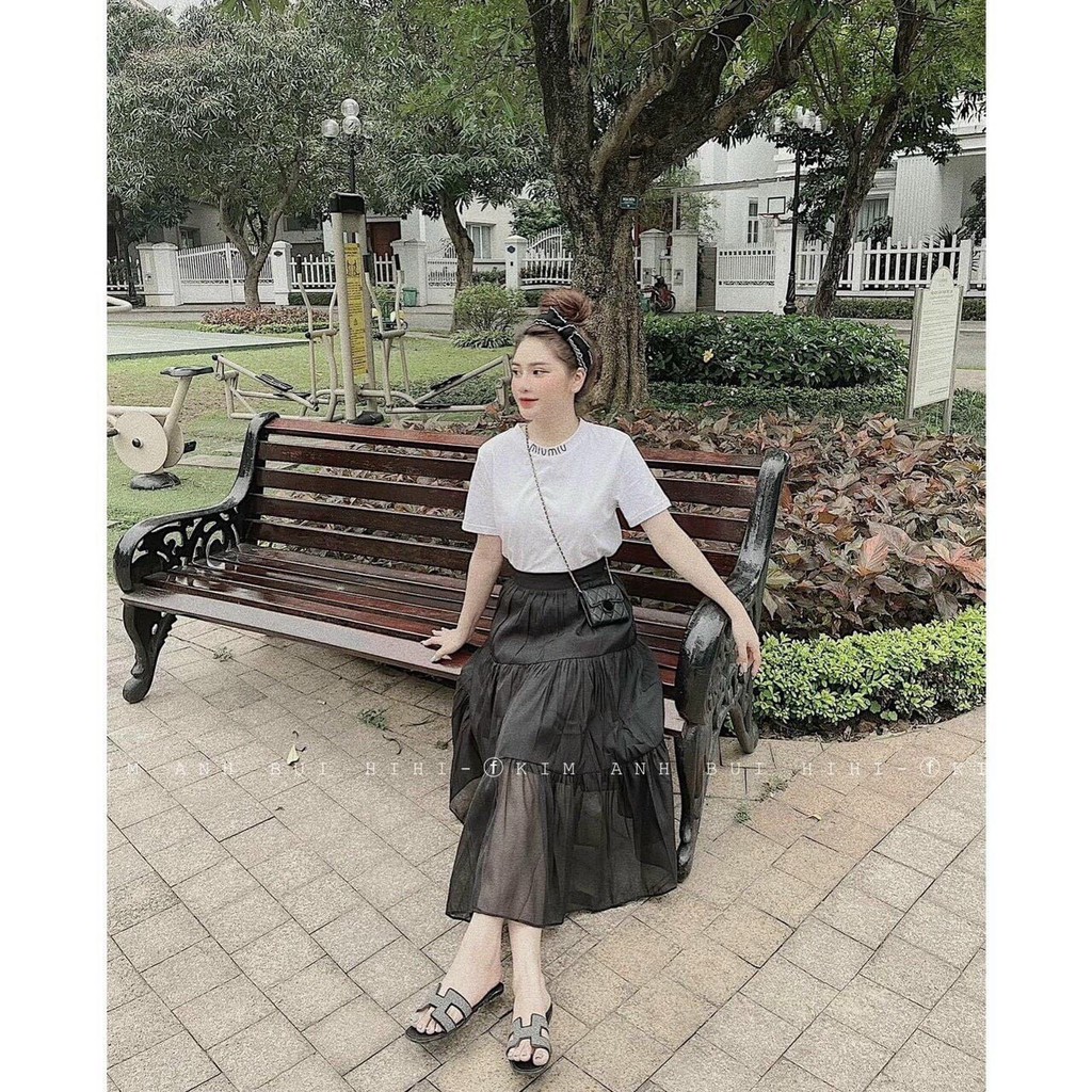 Set Chân Váy Đen Voan + Áo Phông Trắng Miuu Miuu Siêu Hot, Hàng Shop, Chất Đẹp, Diện Đi Tiệc Đi Chơi Siêu Xinh | BigBuy360 - bigbuy360.vn