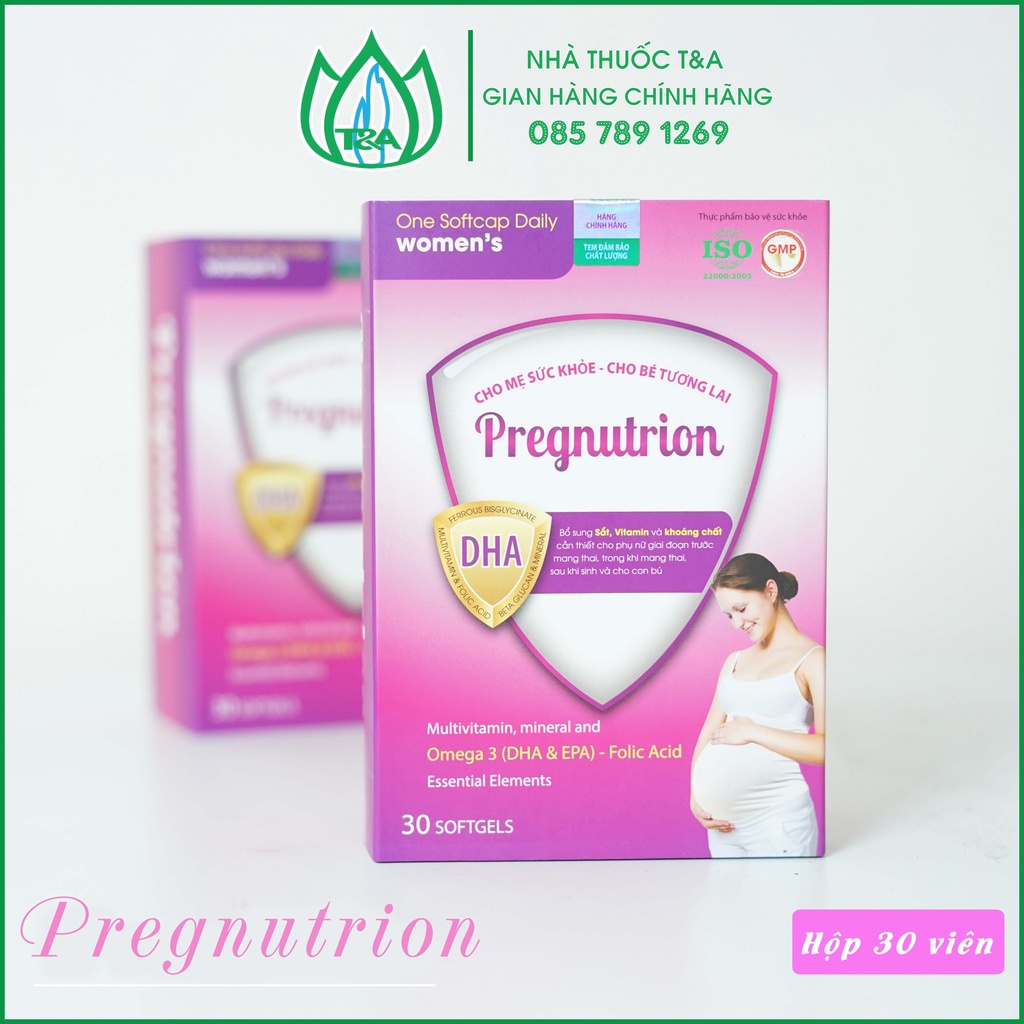 Pregnutrion Hỗ trợ tăng cường sức khỏe, bổ sung vitamin, khoáng chất cho mẹ Hộp 30 viên