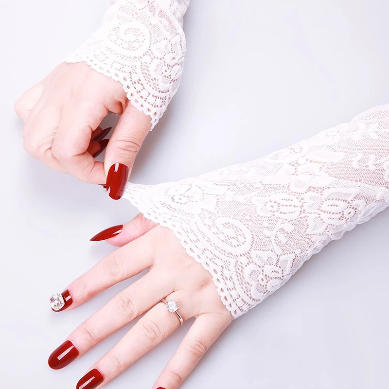 1 Cặp Găng Tay Lưới Ren Co Giãn Chống Nắng Chống Tia UV Thời Trang Mùa Hè Cao Cấp Cho Nữ
