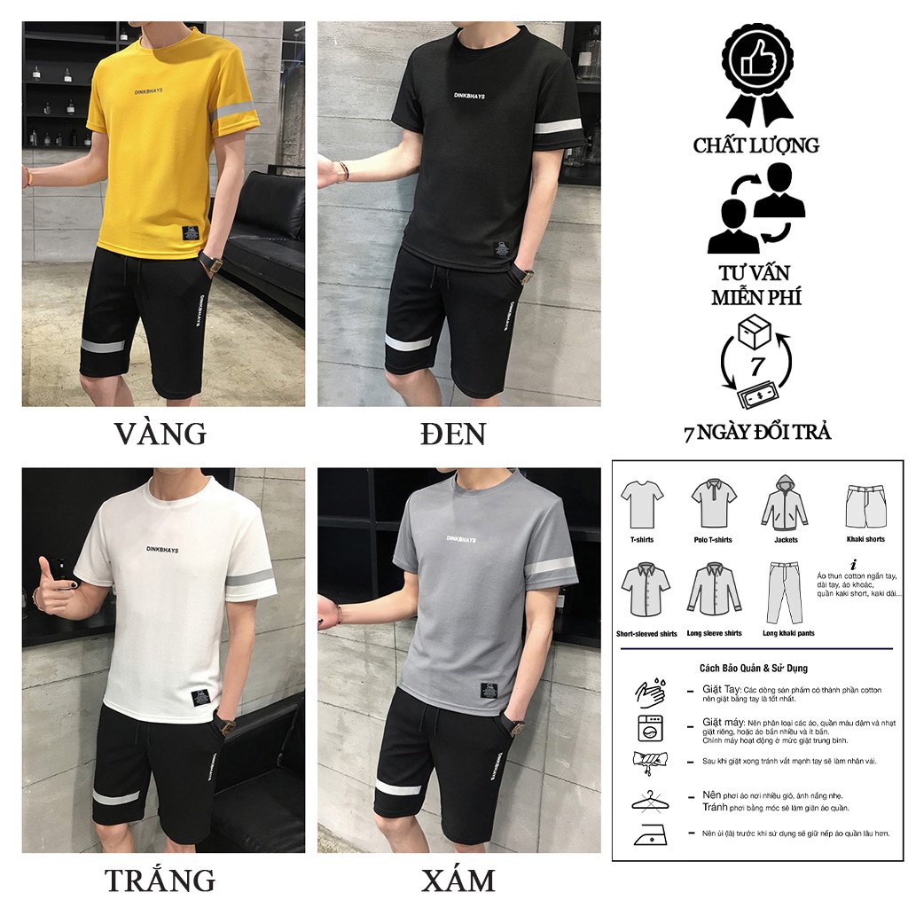 Bộ Đồ Nam Hè in Chữ DINK Chất Thun Mè Co Giãn Cao Cấp Form Rộng Full Size Dưới 70Kg pongshop