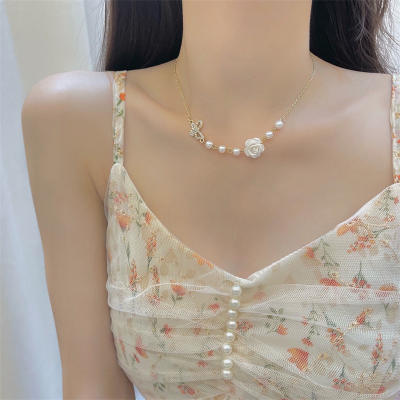 Vòng Cổ Choker Ngọc Trai Thắt Nơ Phong Cách Cổ Điển