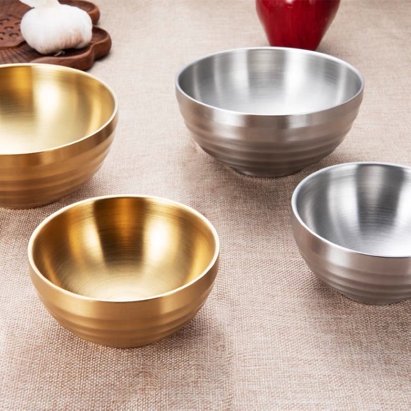 Chén, Bát cơm inox vàng SUS 304 cao cấp không ăn mòn | Tô cơm inox 2 lớp cách nhiệt chống bể siêu sang