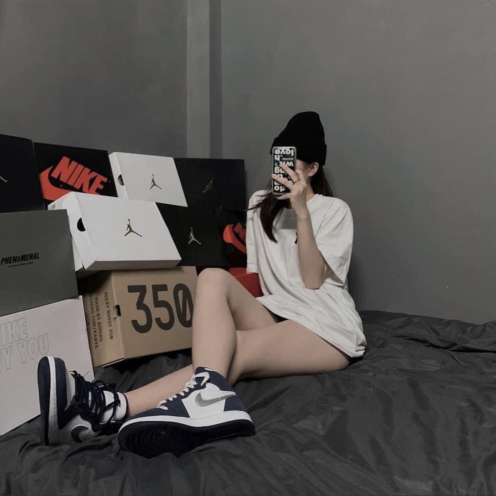 Giày Jordan cổ cao nam nữ màu xanh than ❤️ Giày thể thao nam nữ sneaker Jordan xanh navy cao cổ Full Box