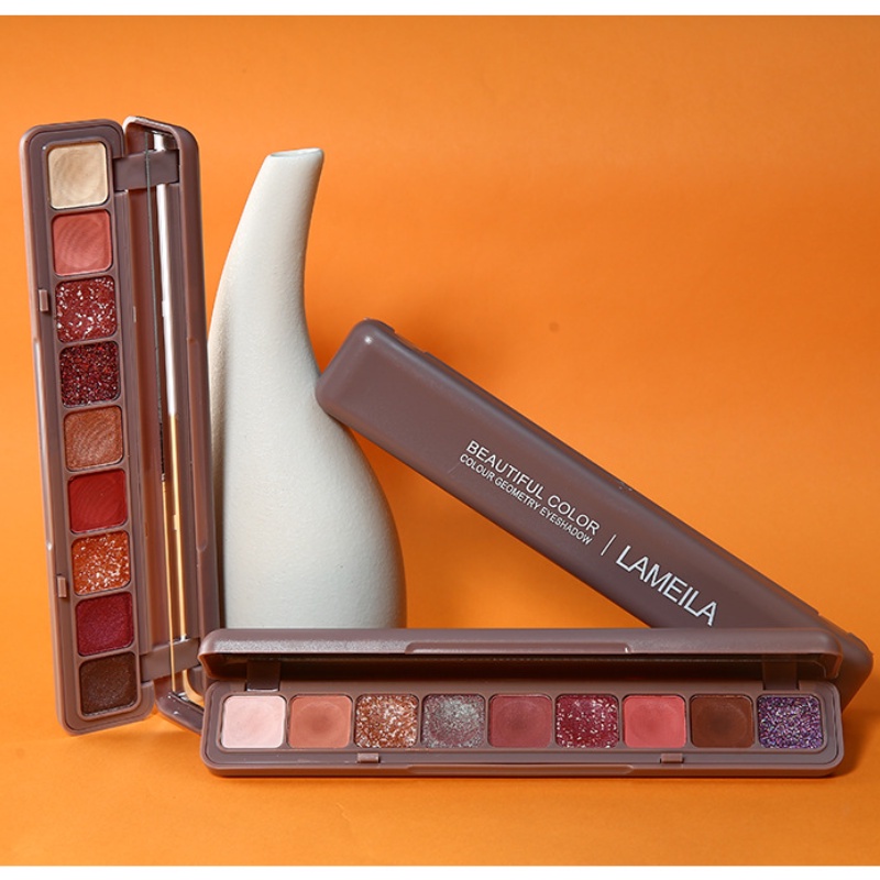 LAMEILA Bảng Phấn Mắt Trang Điểm Chín Màu Sắc Hiệu Ứng Lì Ánh Ngọc Trai Chống Thấm Nước