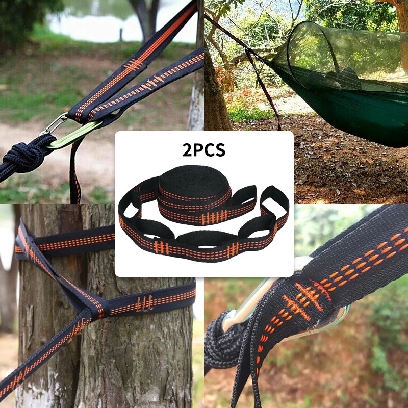 Set 2 Dây Treo Võng 6 Vòng Bằng Lụa Polyester Độ Bền Cao Cho Hoạt Động Ngoài Trời