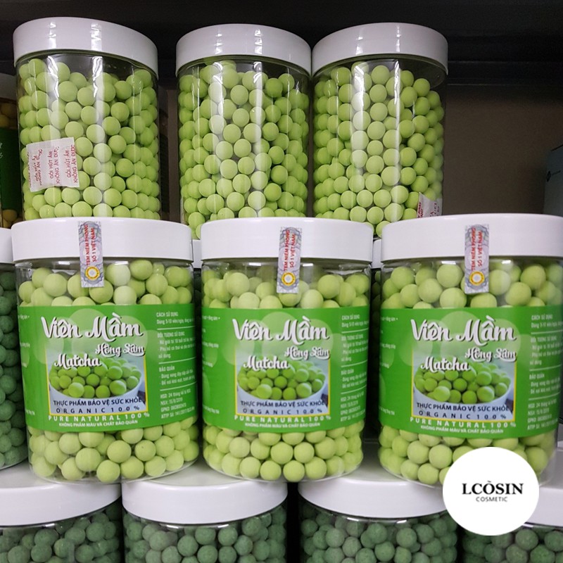 500gr viên mầm đậu nành hồng sâm matcha tăng vòng 1, đẹp da, tăng sinh lý nữ có giấy chứng nhận ATTP LS937