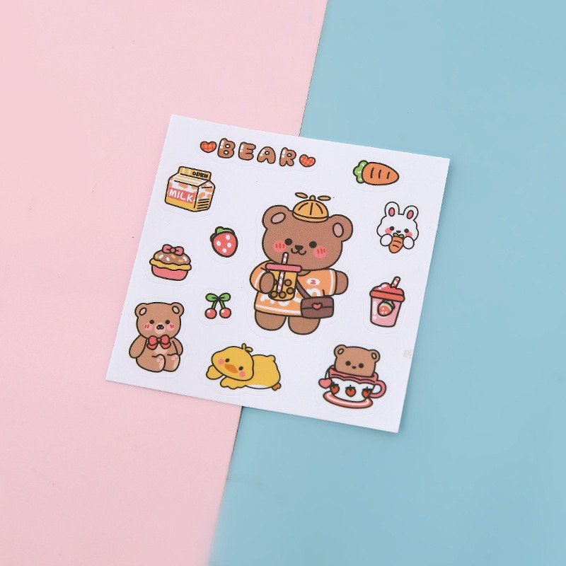 Set 9 Miếng dán Sticker trang trí cốc nước hình hoạt hình Hàn Quốc dễ thương DL03 WARM