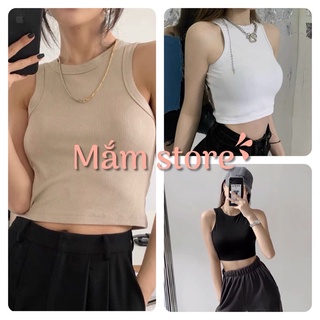 Áo ba lỗ nữ, áo croptop sát nách nữ kiểu ôm body tank top vải cotton co giãn tốt, mặc đi chơi, đi biển màu be trắng đen