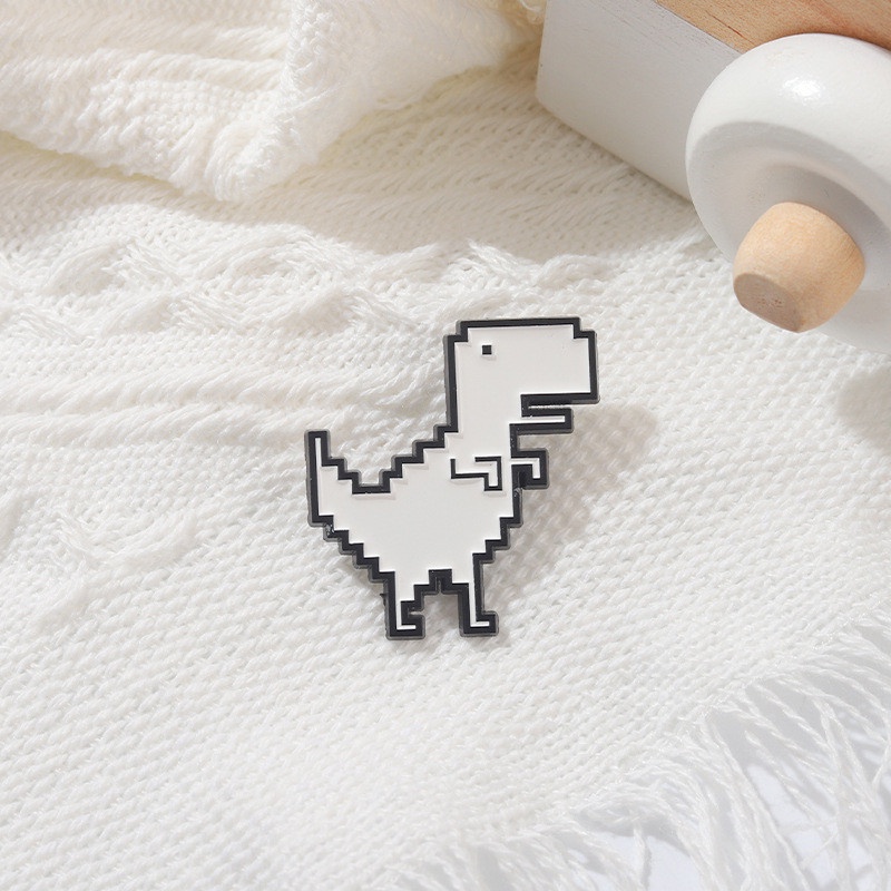 Huy Hiệu Cài Áo Hình Khủng Long Pixel / Tyrannosaurus Rex Bằng Hợp Kim Tráng Men Thời Trang Cho Nữ