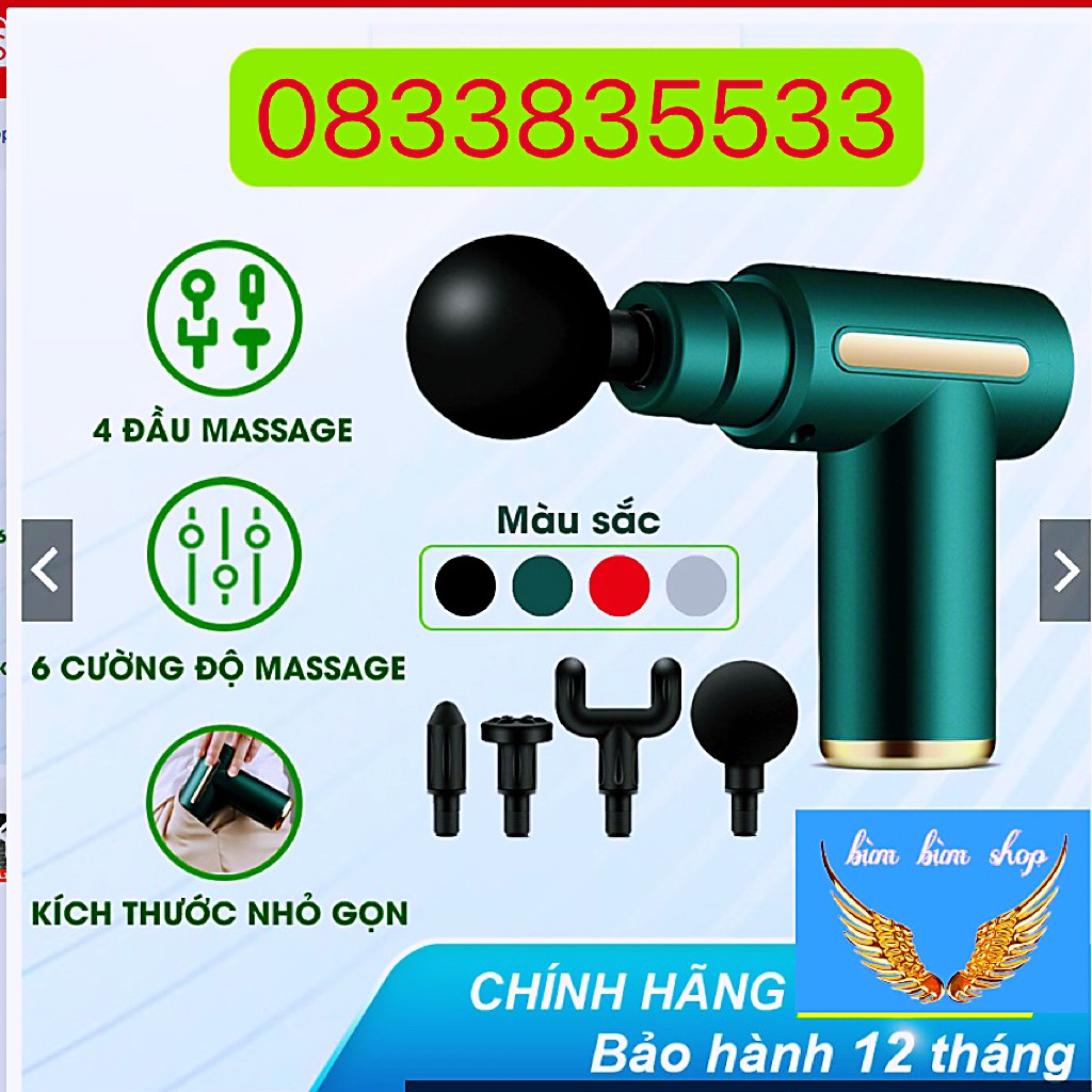 Súng Massage Cầm Tay , Máy Mát Xa Trị Liệu Toàn Thân GUN Với 4 Đầu Và 32 Cấp Độ
