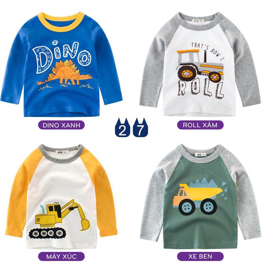 AS Áo thun dài tay cho bé 27KIDS in hình vui nhộn chất cotton hàng xuất Âu Mỹ 4 6