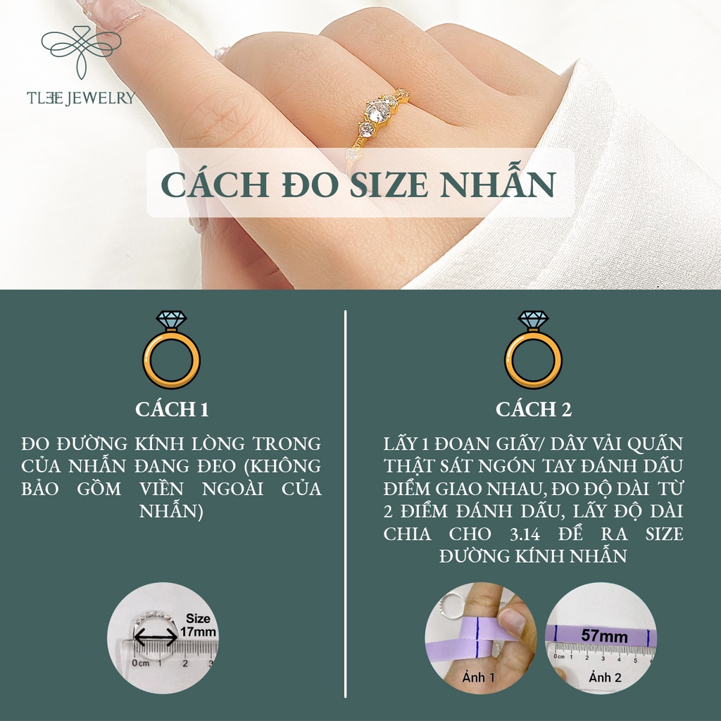 Nhẫn bạc nữ TLEE Snow Princess Fre mạ vàng 14k đính đá cao cấp NCJ A0139