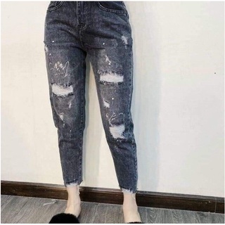 Quần baggy jean nữ cao cấp, lưng cao,màu đen cắt rách, quần jean nữ  LB20078 Shop SaigonMen