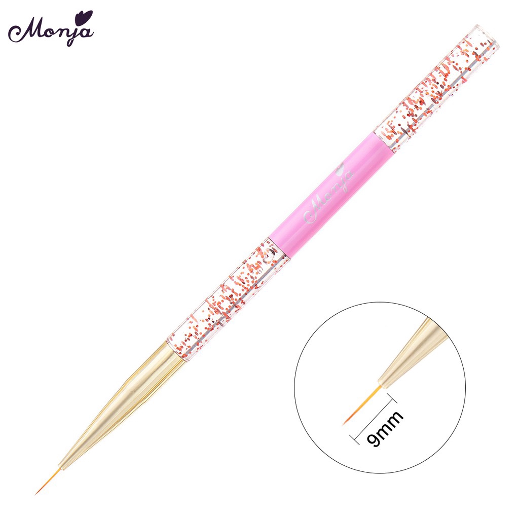 Monja 3 Pcs Nail Art Acrylic Liner Painting Brush French Lines Stripes Grid Pattern Drawing Pen 3D DIY Tips Manicure Tools