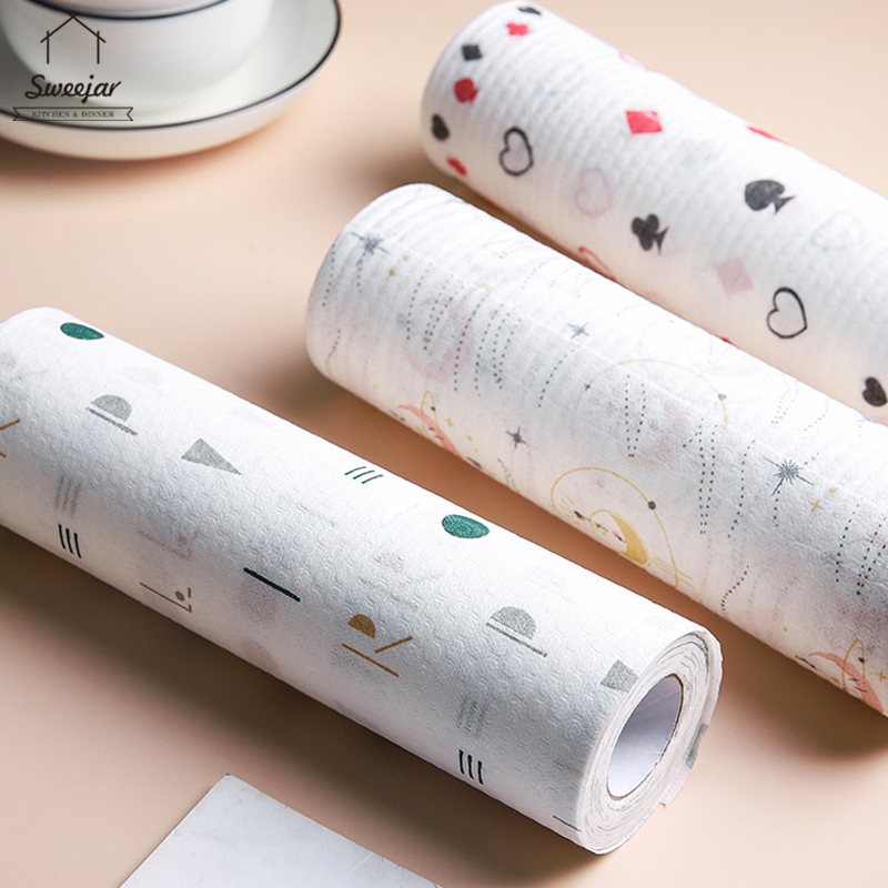 Cuộn 50 khăn lau chén dĩa dùng một lần Sweejar chứa chất tẩy rửa đa năng tiện dụng