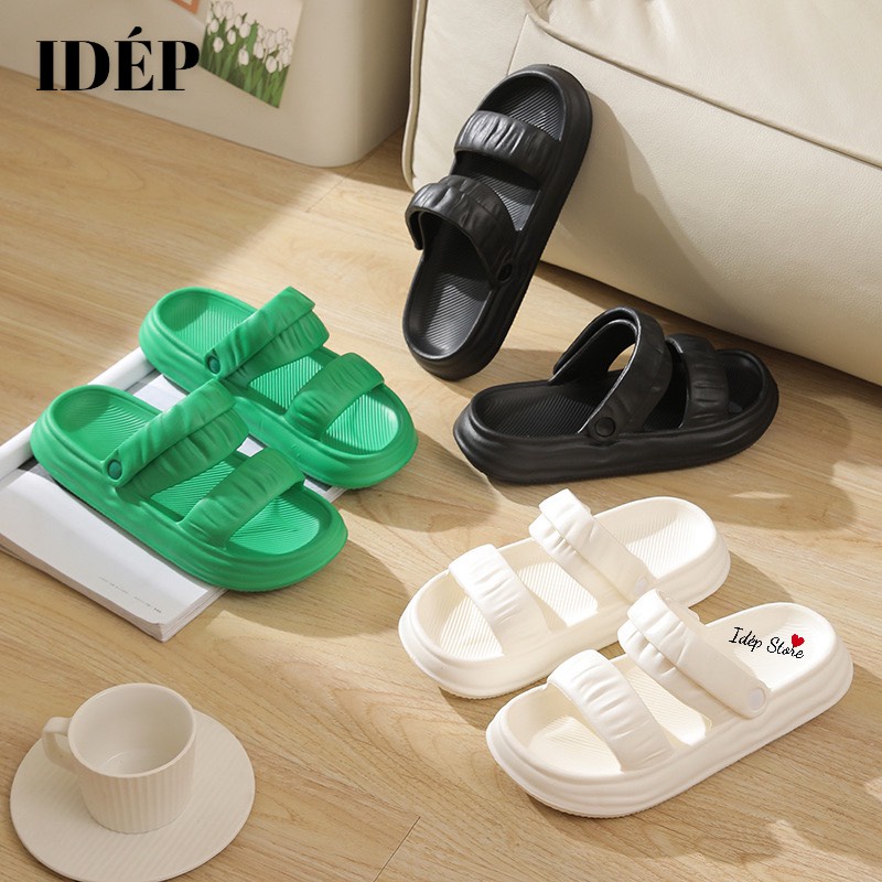 𝐢𝐃É𝐏 𝐆𝐋𝟎𝟔𝟓 Giày sandal bánh mì nhúm 2 quai ngang chất EVA đế dày 2022 siêu nhẹ đi mưa