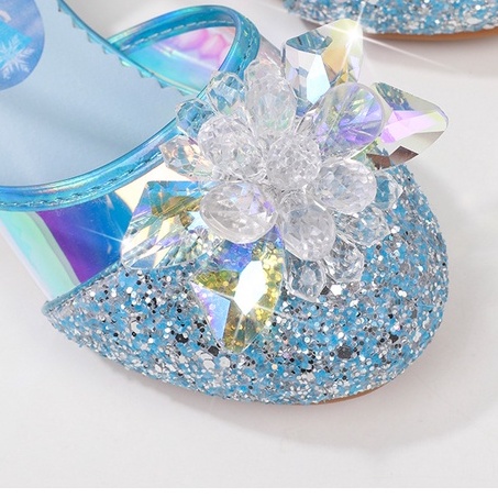 Giày công chúa cho bé gái Elsa cao gót đính đá cao cấp