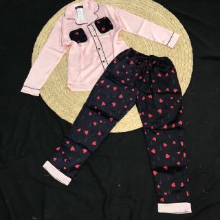 Pizama satin Tay dài quần dài