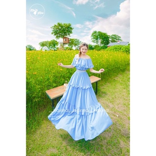 Set Maxi trễ vai phối bèo