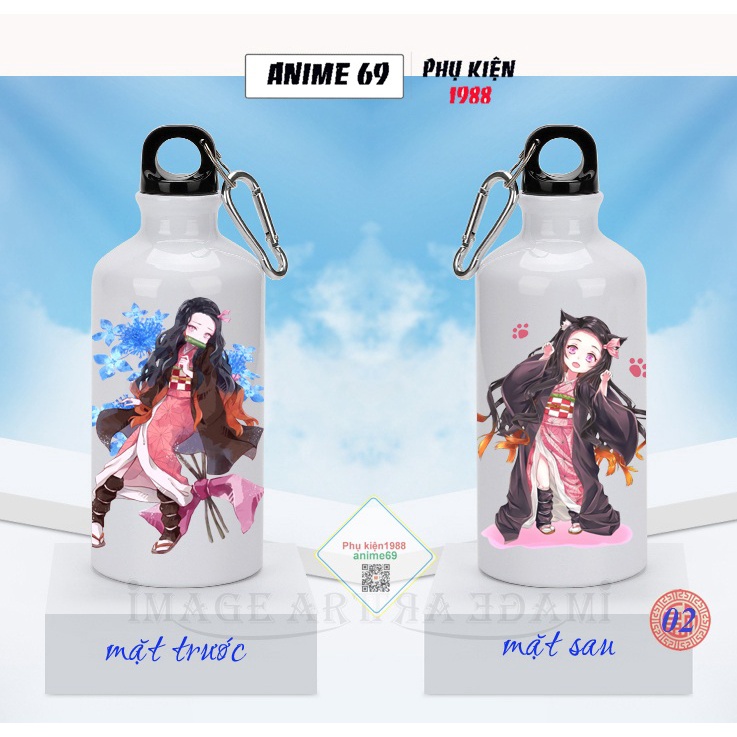 Bình nước thể thao nhôm in hình anime - kimetsu yaiba -500ml