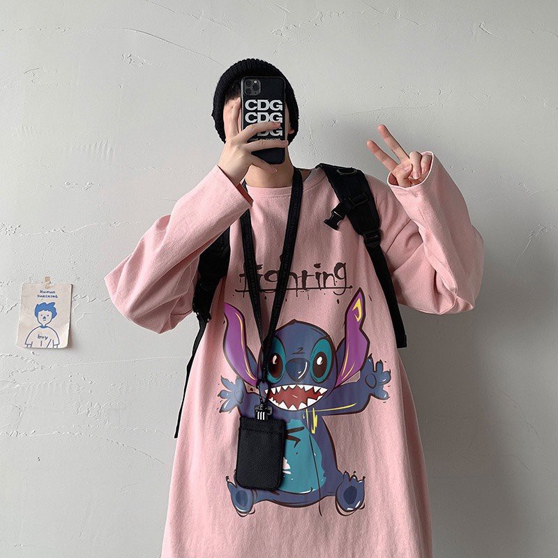 Áo Thun Nam Tay Dài Unisex TD23 FIGHTING Form Rộng Oversize &lt;75kg Chất Cotton Dày Mềm