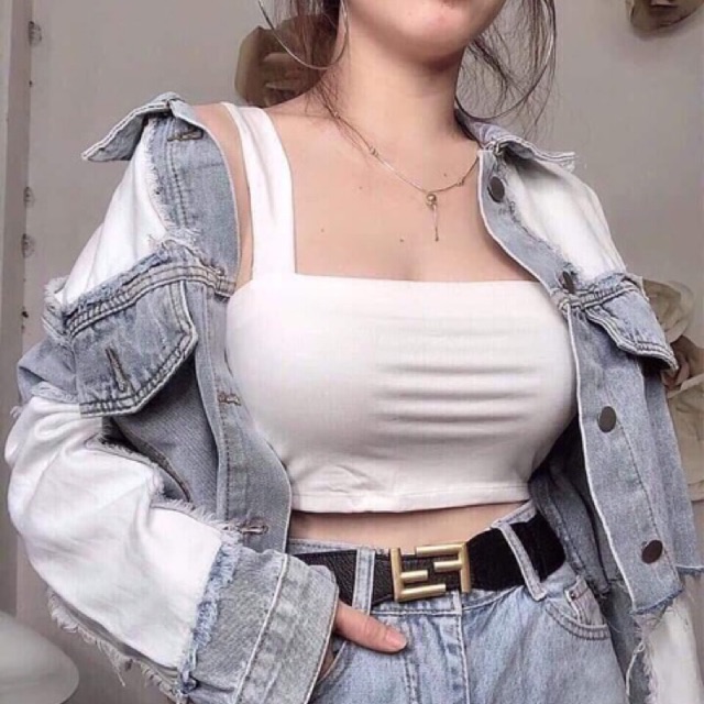 Áo hai dây bảng to croptop (Video)