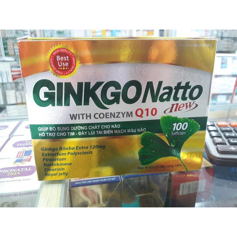 Hoạt huyết dưỡng não GINKGO NATTO New vàng - tăng cường lưu thông máu não ,phòng ngừa tai biến - Hộp 100 viên