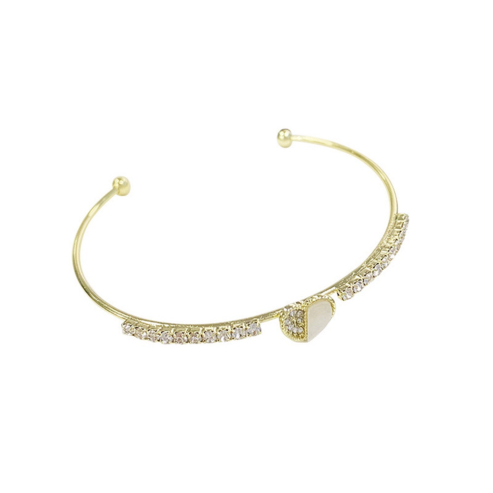 Vòng Tay Hình Trái Tim Đính Đá Kim Cương Sang Trọng Kích Thước Mở Thiết Kế Đơn Giản Thời Trang Cho Nữ