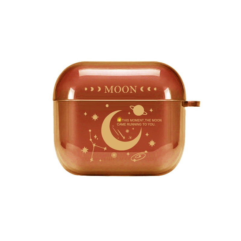 Vỏ Bảo Vệ Hộp Sạc Tai nghe không dây Apple Airpods 3 2021 Pro 2 2022 1 / 2 Pro Hình Mặt Trăng Caramel Trong Mờ Dễ Thương
