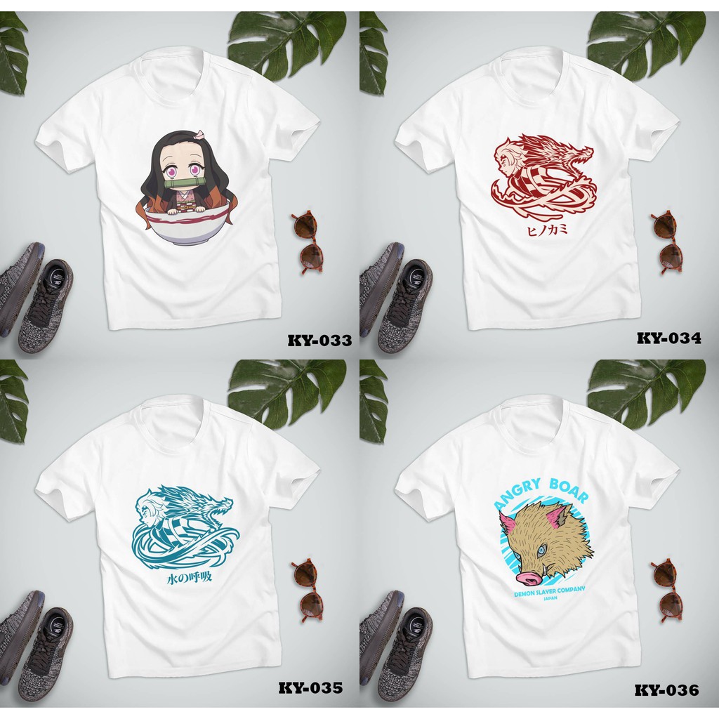 Áo thun T-Shirt Kimetsu No Yaiba Demon Slayer Thanh gươm diệt quỷ Tanjirou Nezuko Inosuke Zenitsu Rengoku MS 033-036