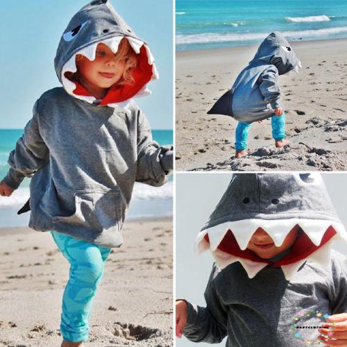 Áo hoodie họa tiết cá mập đáng yêu cho bé
